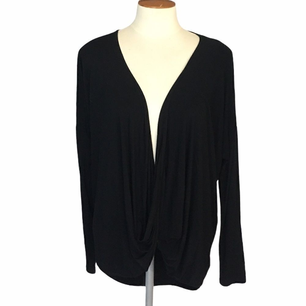 Tobi Draped Long Sleeve Black Top Size XS